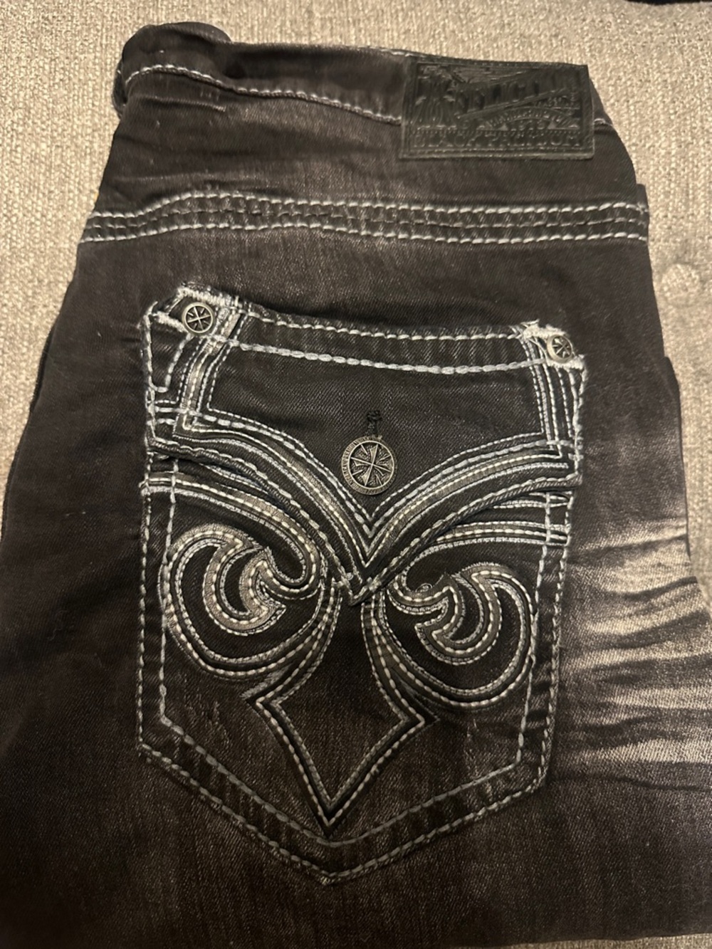 Affliction Cooper Black Relaxed Boot Cut Jeans